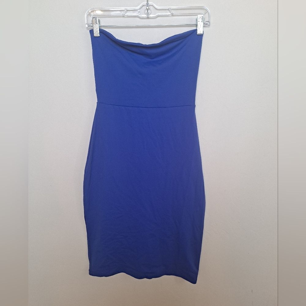 Blue Strapless Cut Out Back Dress Susan Monaco XS